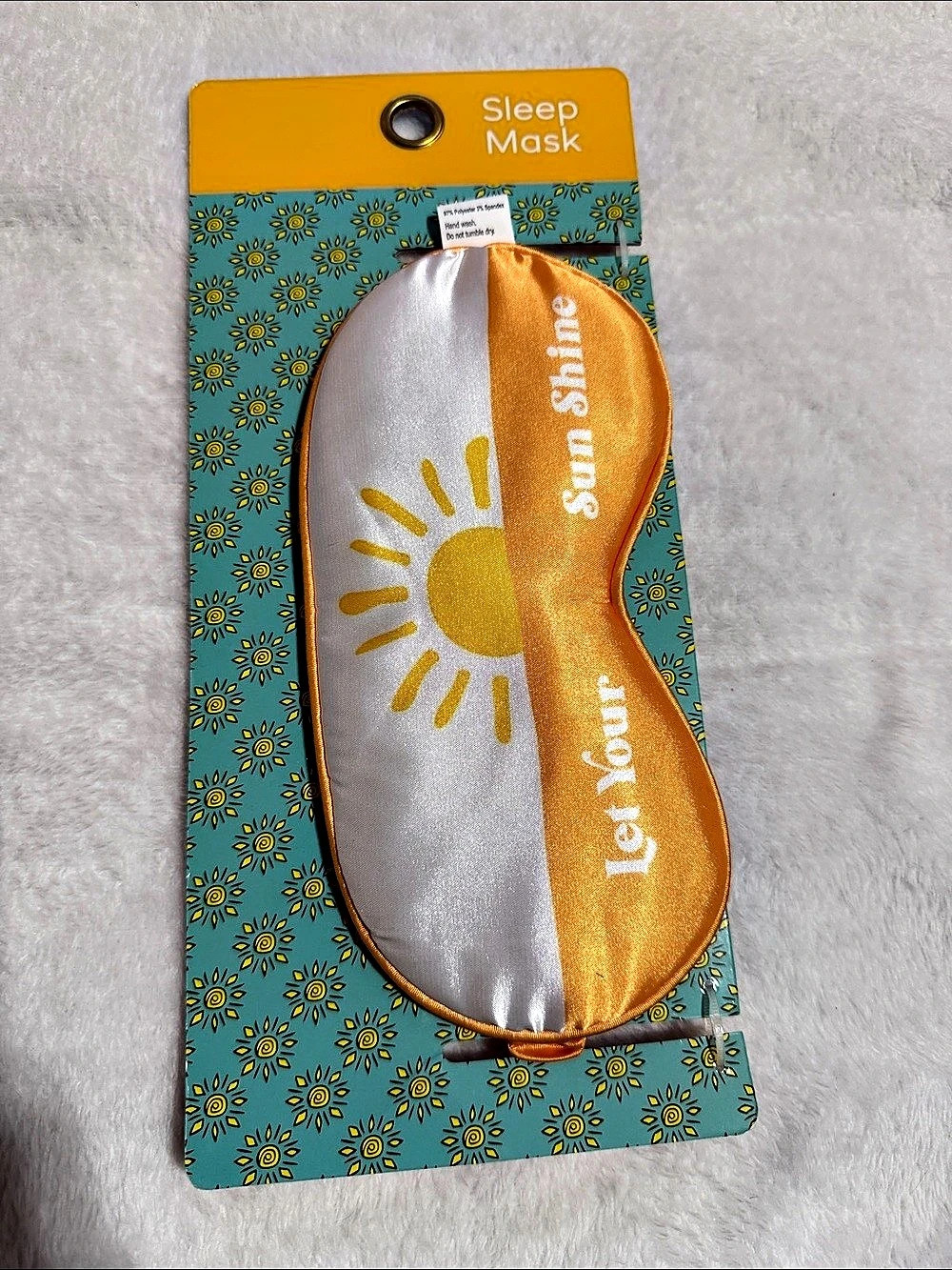 NWT Lifetyle Products Let Your Sun Shine Sleep Mask Sleep Mask in Orange White Y